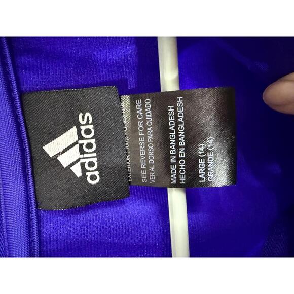 Adidas Women's Blue Zip-Up Jacket with Pink Stripes Large - Picture 5 of 7